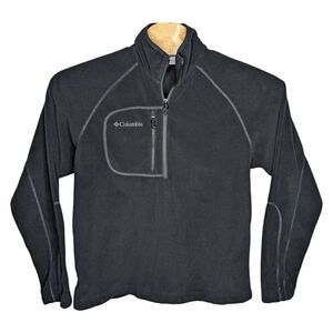 Columbia Womens Black Fleece Size Large Half 1/2 Zip Pullover Jacket Long Sleeve